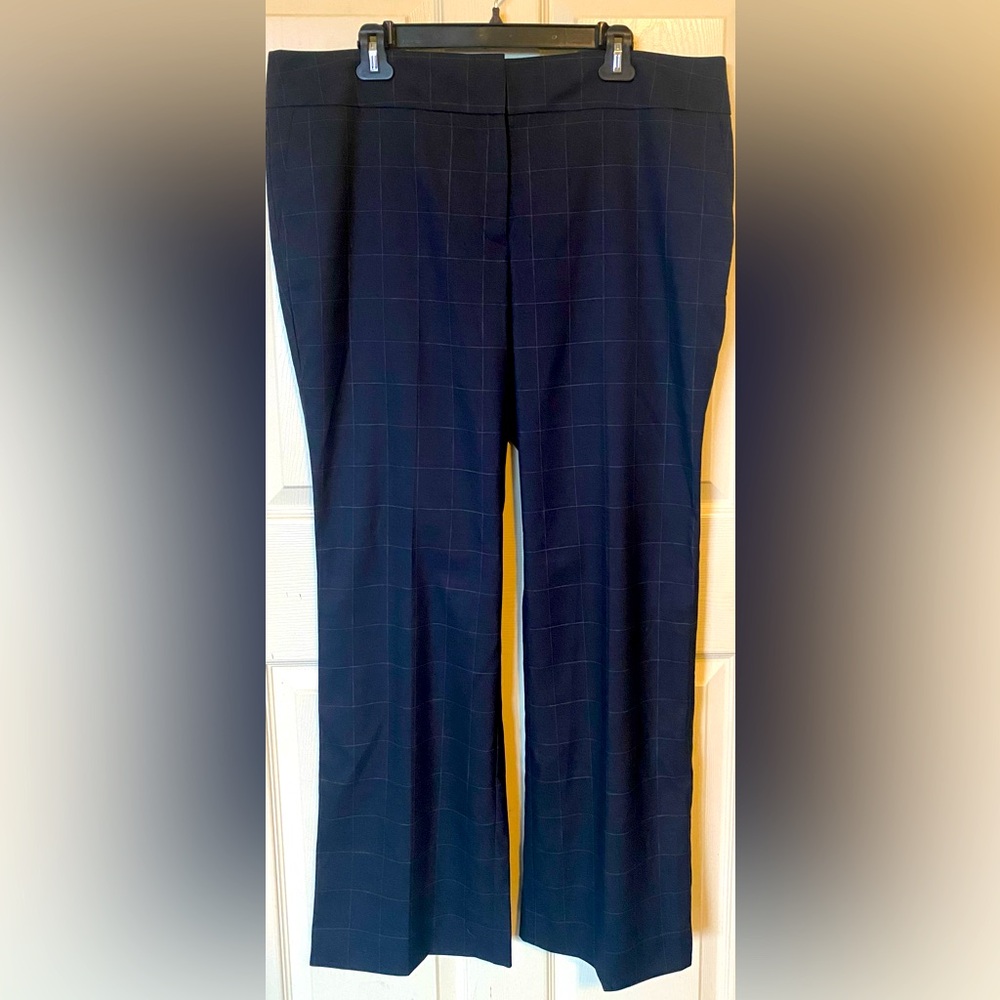 Ann Taylor wide leg blue plaid women's slacks with tags size 16